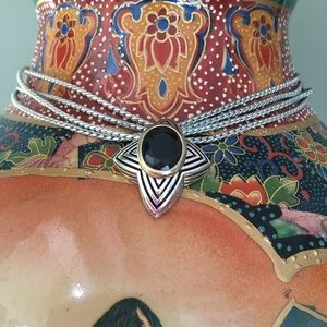 VTG Avon Silver Necklace star Pendant w/Amber